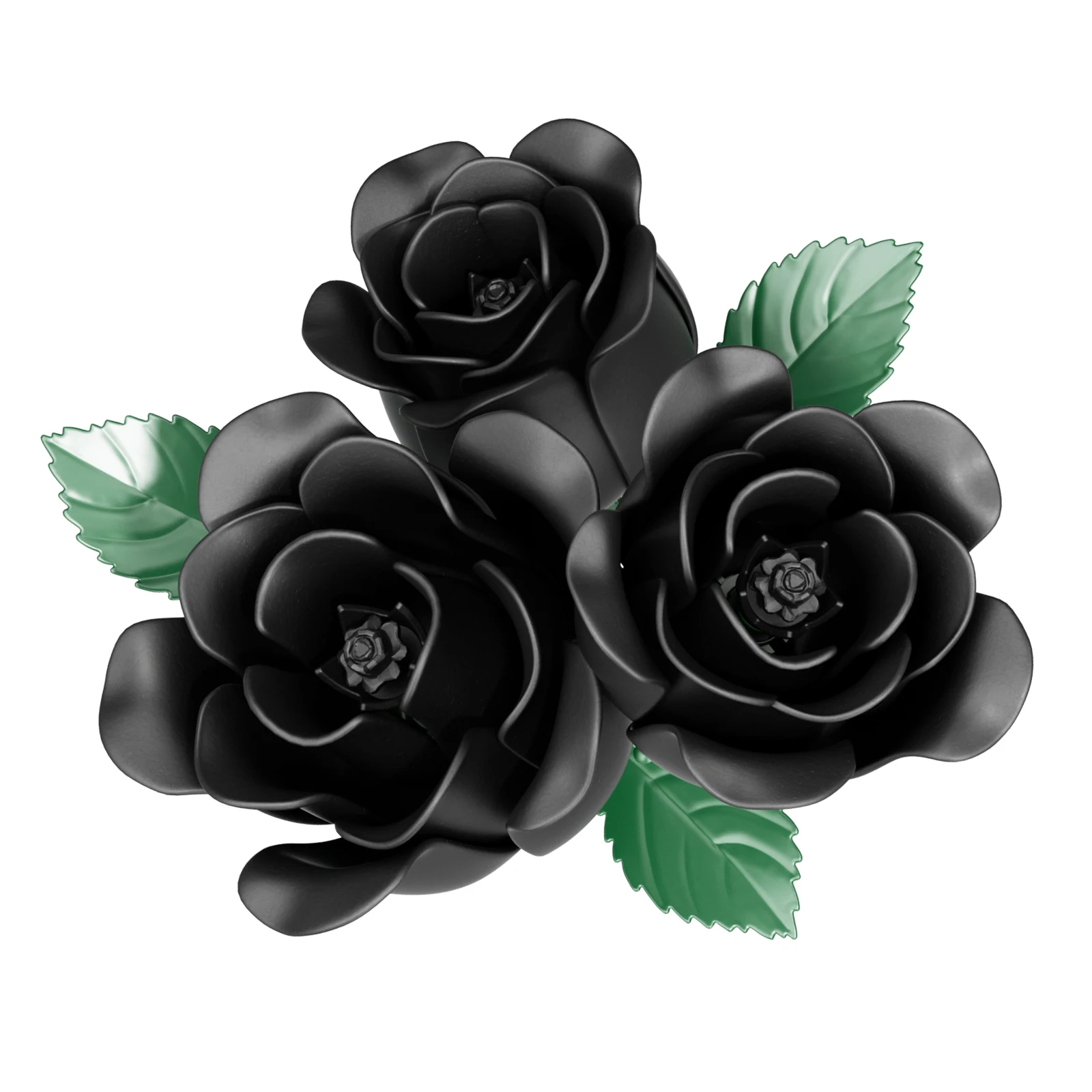 JAKI 7Stem Black Rose Building Blocks Set Gothic Flower Bouquet Adjustable Flower Heads Home Decor Gift for Adults and Teens