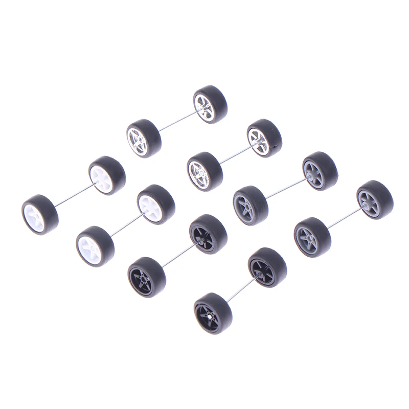 1Set DIY Racing Vehicle Toys 1:64 Car Wheels For Rubber Tire With Wheel Axle Model Modified Part