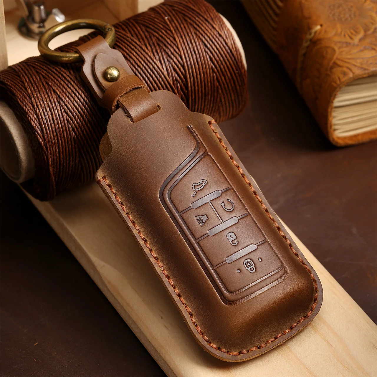 Leather Car Remote Key Case Cover For GAC Trumpchi GS7 GS8 GM8 GS5 GA6 GM6 2016 2017 2018 2019 2020 2021 2022 2023