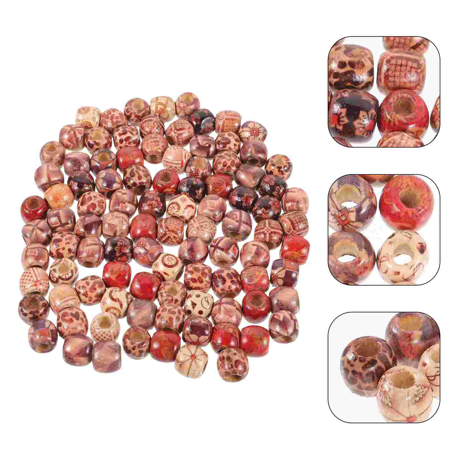 100 Pcs Dreadlock Accessories Wooden Hair Beads African Braid Cuff 11x1cm for Women Macrame Jewelry Miss