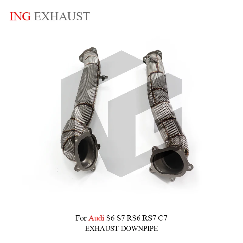 ING Exhaust System Catless Downpipe for Audi S6 S7 RS6 RS7 C7 4.0T Racing Direct Flow Design Tube SS304 Car Accessories Header