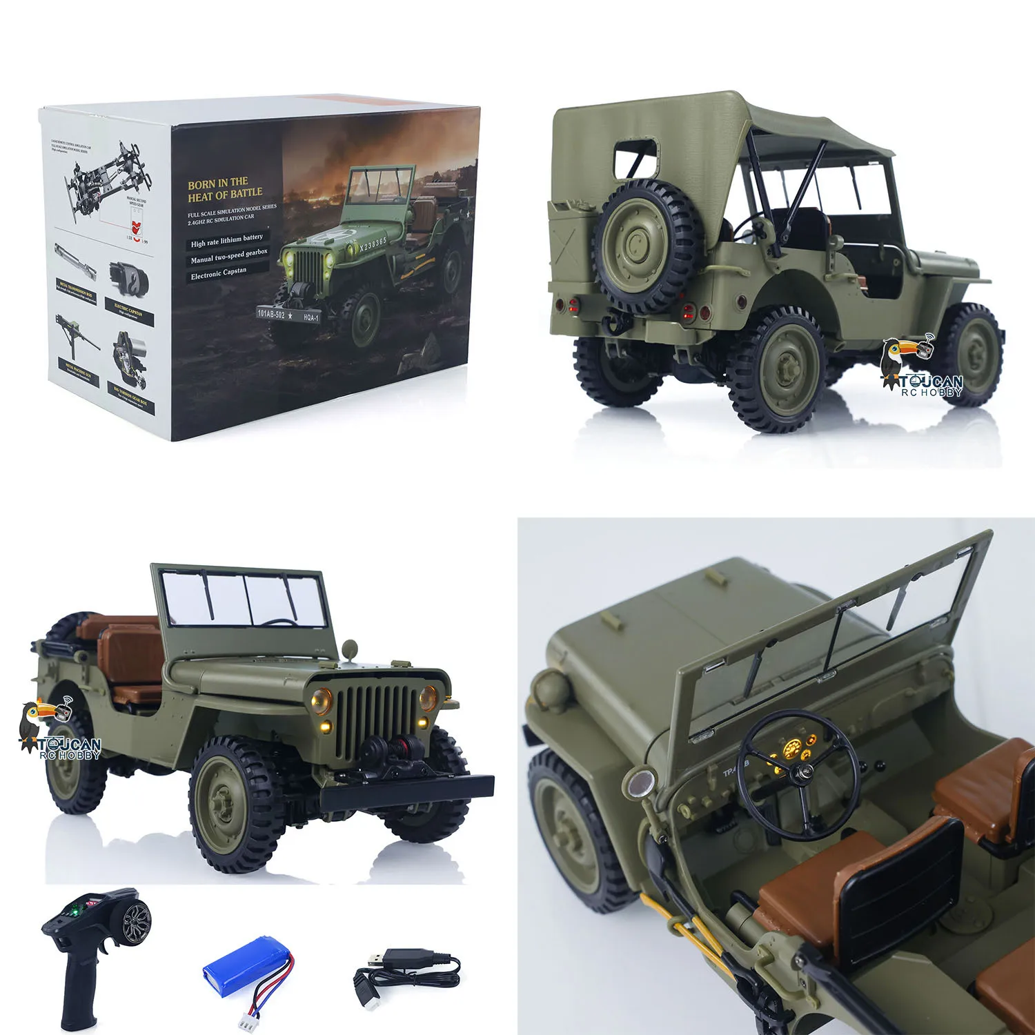 

HG 1/14 4x4 Электрический военный грузовик HG4 58 Кабриолет Внедорожный боевой автомобиль RC Автомобиль 2 скорости Световой звук Модель двигателя