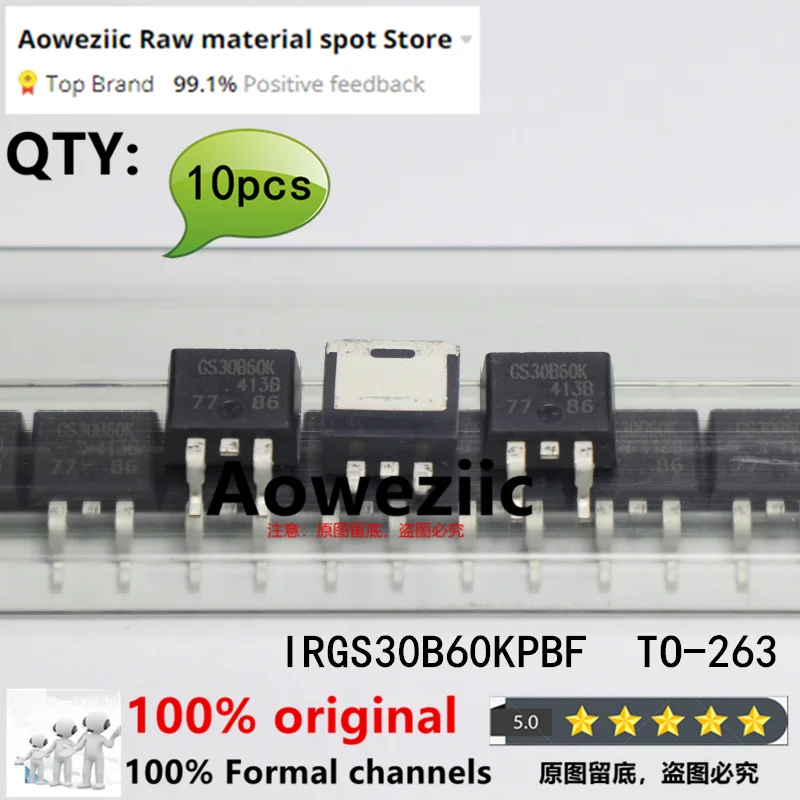 Aoweziic 100% Nieuwe Geïmporteerde Originele IRGS30B60KPBF IRGS30B60K GS30B60K Om-263 Veld Effect Transistor 600V 50A