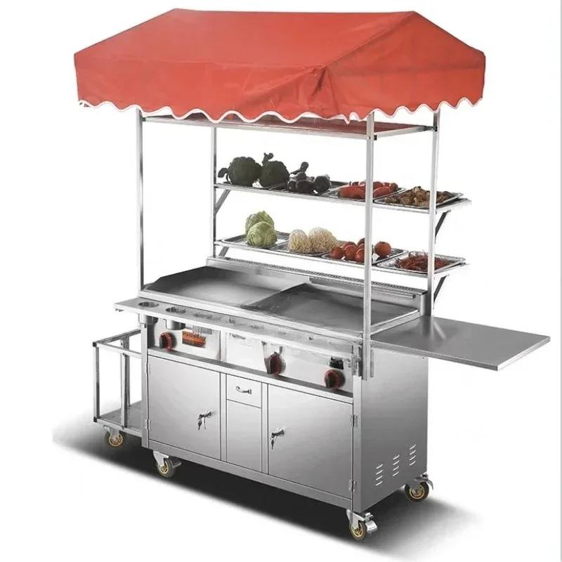 

New Standard Fast Food Truck Square Top Mobile Multi-function Dining Car / Snack Cart