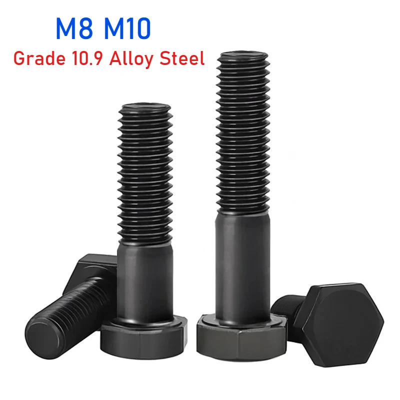 Peijian M8 M10 Black Grade 10.9 Alloy Steel Full/half Thread Fine Pitch External Hex Hexagon Screws Bolts