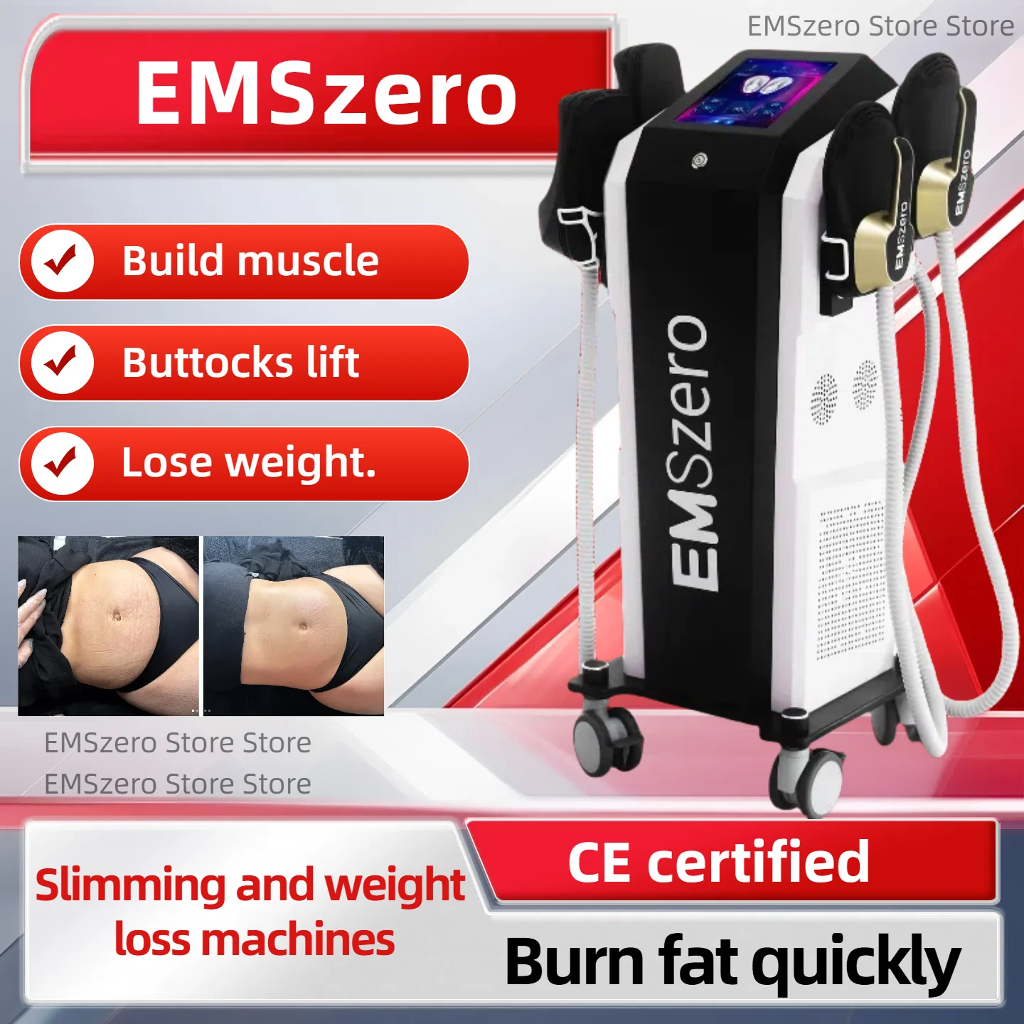 EMSzero Body fitnes الكهربائية التخسيس 6500 واط عالية الطاقة 4 مقابض تقليل الدهون آلة صالون تجميل جديد EMS صفر فقدان الوزن