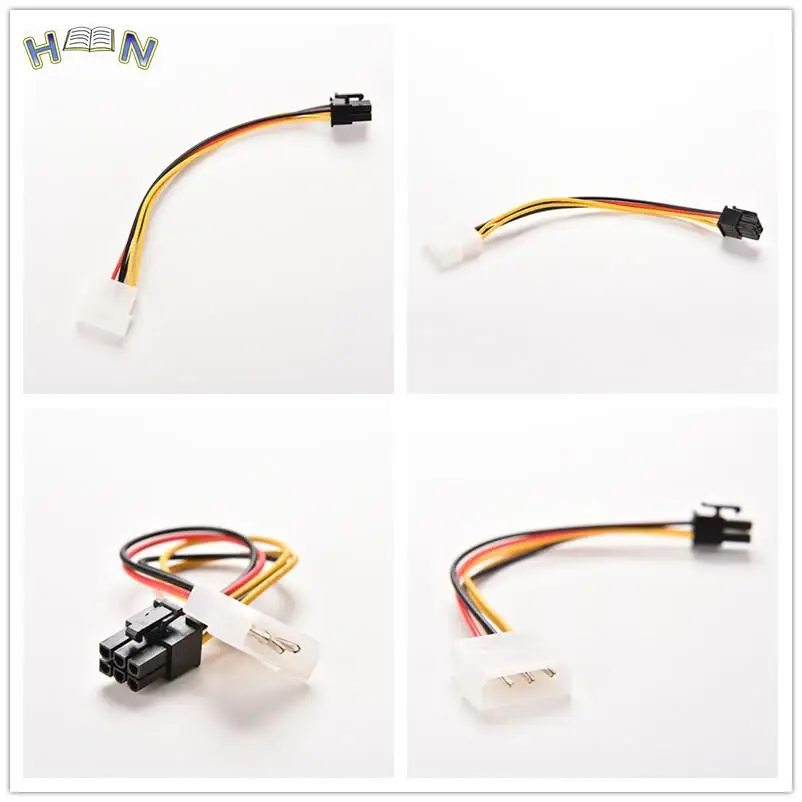 4 Pin Molex IDE To 6 Pin PCI-E Graphic Card Power Supply Cable Adapter PC Video Card Connector Cable Converter Cord 17cm