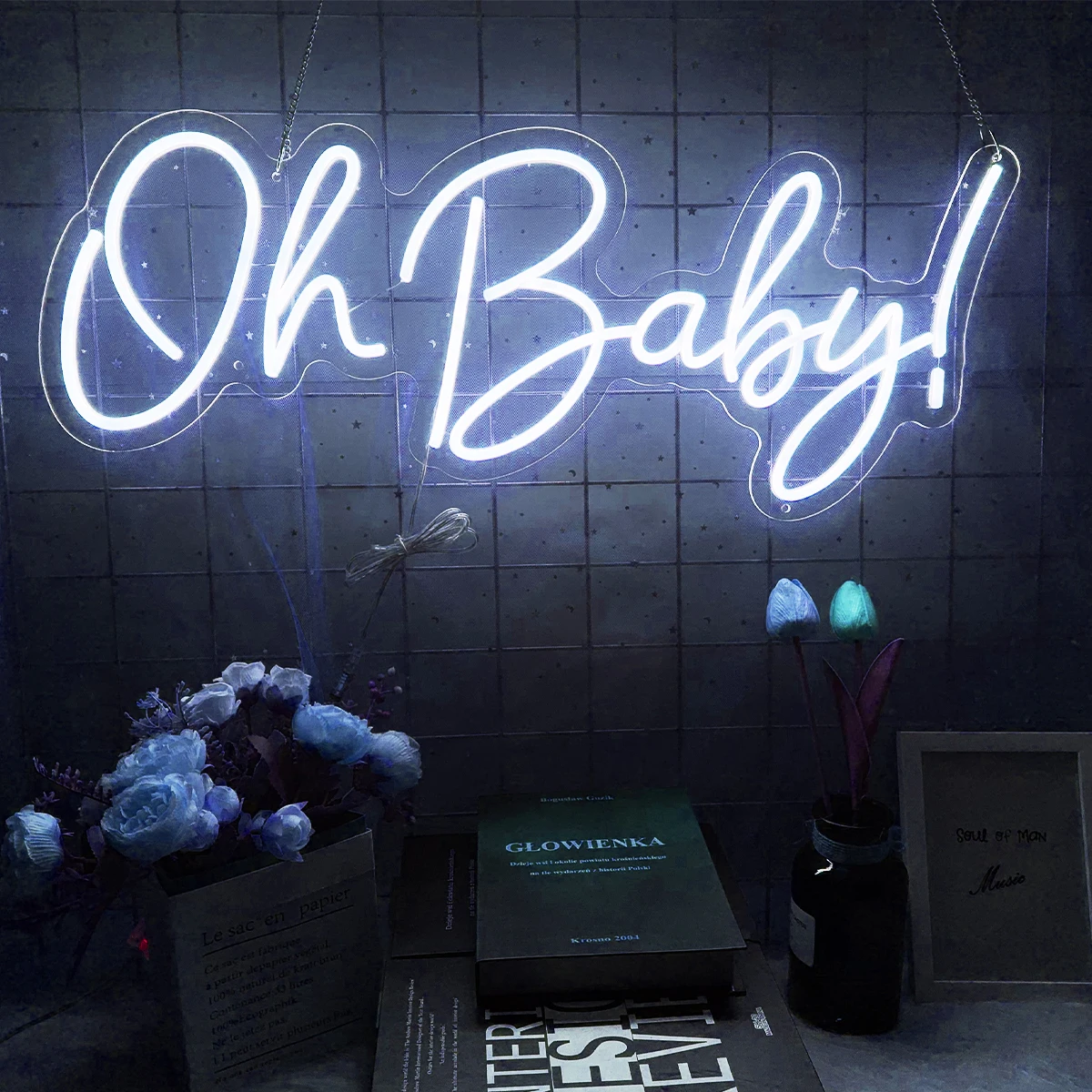 Oh baby Neon Light Sign for Wall Decor LED Neon Signs for Bedroom Decor Personalized Neon Name