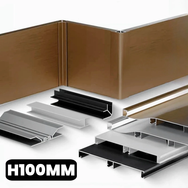 H10cm Recessed Cabinet LED Skirting Line Aluminum Profile Corner Hidden Channel Diffuser Closet Floor Baseboard Bar Strip Lights