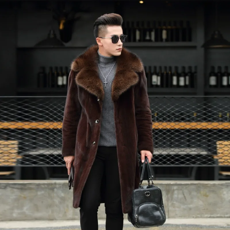 

Winter New Mink Coat Men's Whole American Legend Fur Men's Whole Fur Coat Clothing Comfortable Simple Artificial Leather