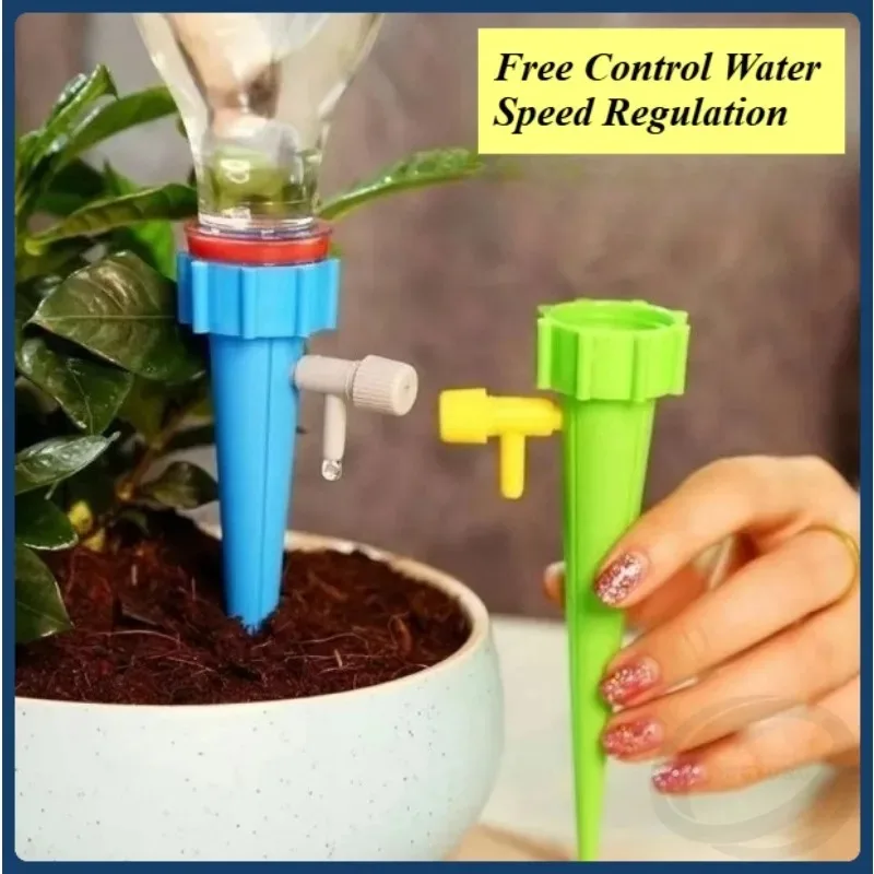 6Pcs Adjustable Plant Waterer Self  Automatic Watering Devic Watering Spikes with Slow Release Control Valve Switch