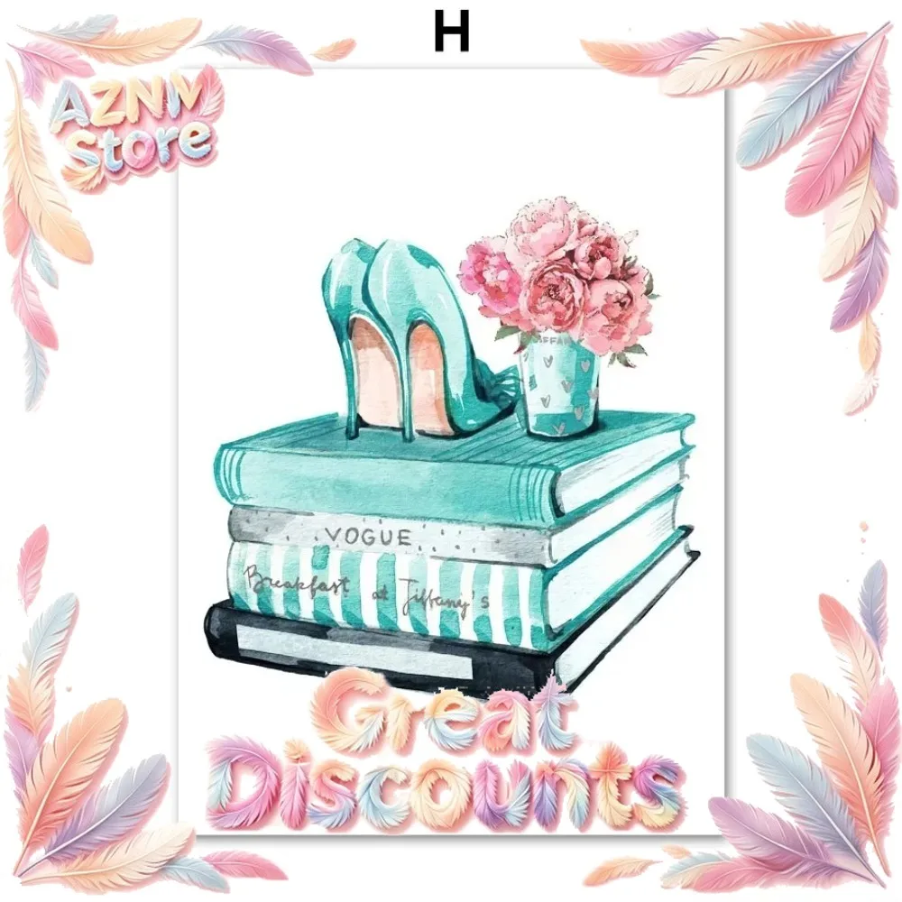 2026 Book Perfume Champagne Heels Lip Flower Art Canvas Painting Nordic Posters And Prints Wall Pictures Living Room Decor
