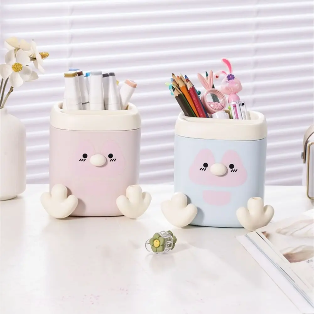 High Appearance Pen Container with Sharpener Penguin Shape Funny Desktop Stationery Thick Plastic Stationery Storage Box Desktop