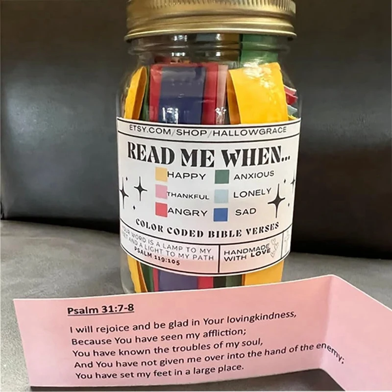 Versos de la Biblia Tarro Versos de la Biblia en un frasco para emociones y sentimientos, el incentivo de Dios, solicitud de oración,A