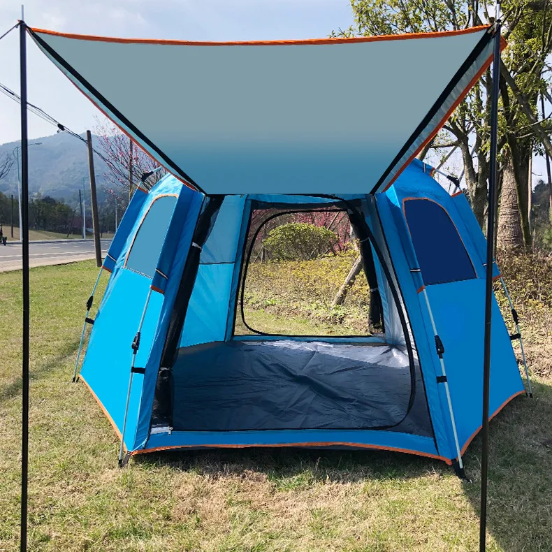 Tent outdoor one room, one living room, two doors and two windows fully automatic folding