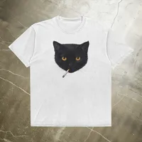Camiseta de gato ahumado Y2K retro camiseta de gato negro vanguardista grunge camiseta de los 90