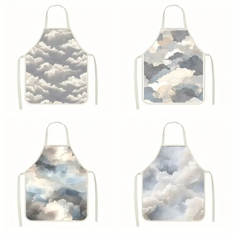 

Cloudy Pattern Aprons Linen Apron, Suitable For Kitchen Cooking, Parent-Child Interaction, Painting And Other Scenarios