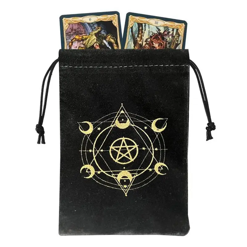 

Black Tarot Card Bag Drawstring Velvet Storage Case Multifunctional Cards Holder Divination Crystal Jewelry Bags Tarot Dice Bags