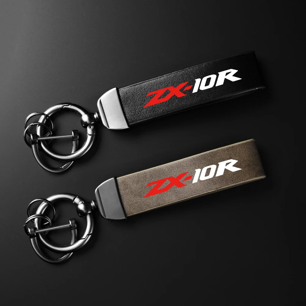 Keychain For KAWASAKI ZX10R ZX-10R ZX 10R High-Grade Leather Suede Keychain Holder Carbon Leather Keyring Motorcycle Accessories