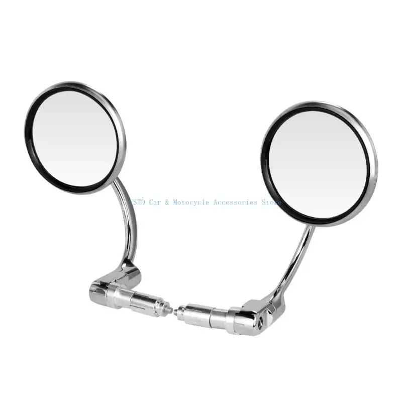 L5BC Pair 360 Degree Adjustable Aluminum Motorcycle Handlebar Mirrors 87Mm for Enhanced Rear View Safety & Upgrades