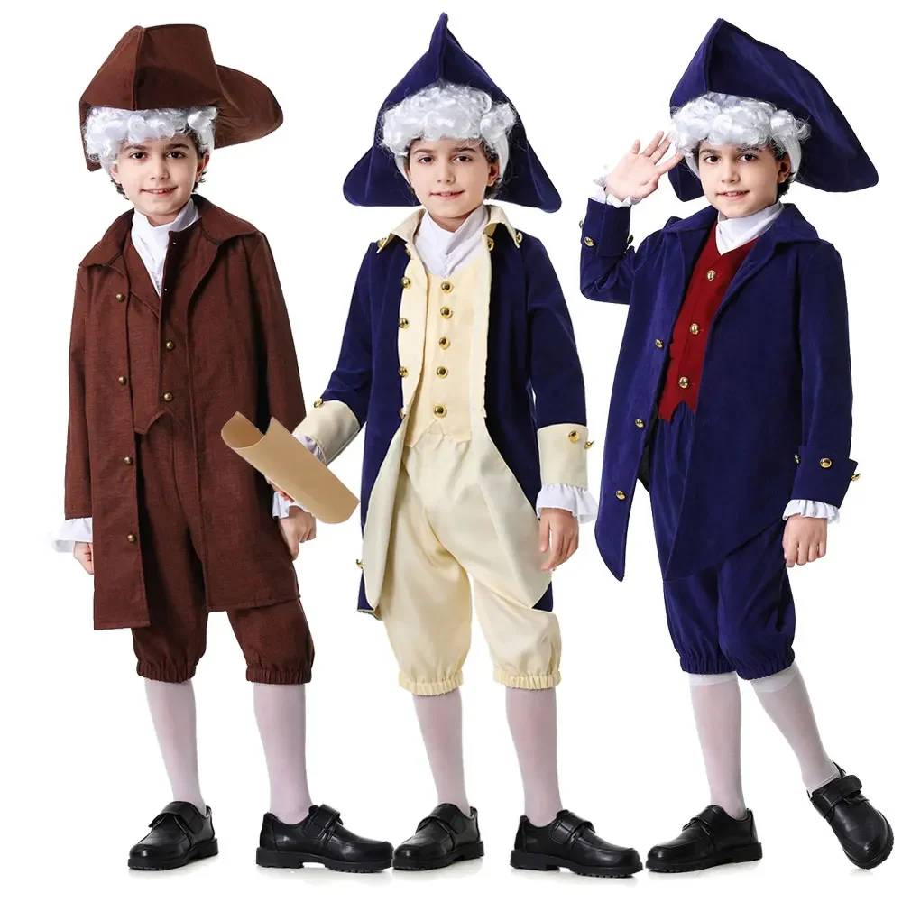 Halloween Children's Medieval Lawyer Scholar Role-Playing Costumes Renaissance Stage Play Costumes Judge Officer Costume