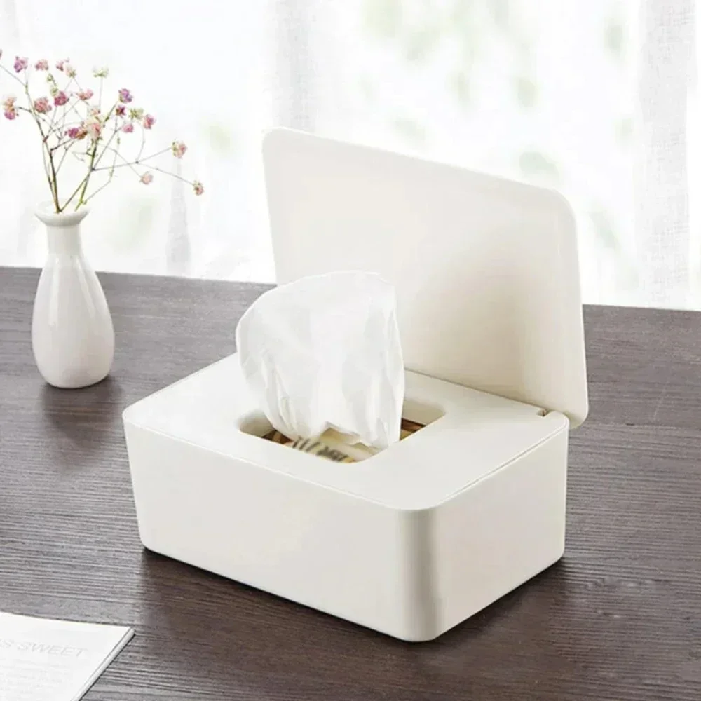 Hot Dustproof Wet Tissue Box with Lid Baby Nappy Wet Tissue Storage Holder Dispenser for Home Car Office Paper Tissue Organizer