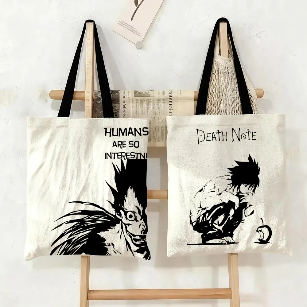 Anime D-Death N-Note Storage Bags Large Eco Friendly Capacity Canvas Shopping Bag Shoulder Handbag Daily Use