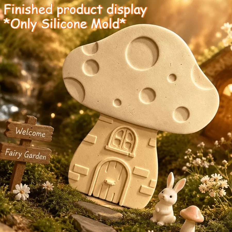 Mini Fairy Mushroom House Silicone Mold DIY Resin Aroma Candle Tray Gypsum Storage Plate Handicraft Decor Mould Holiday Gift