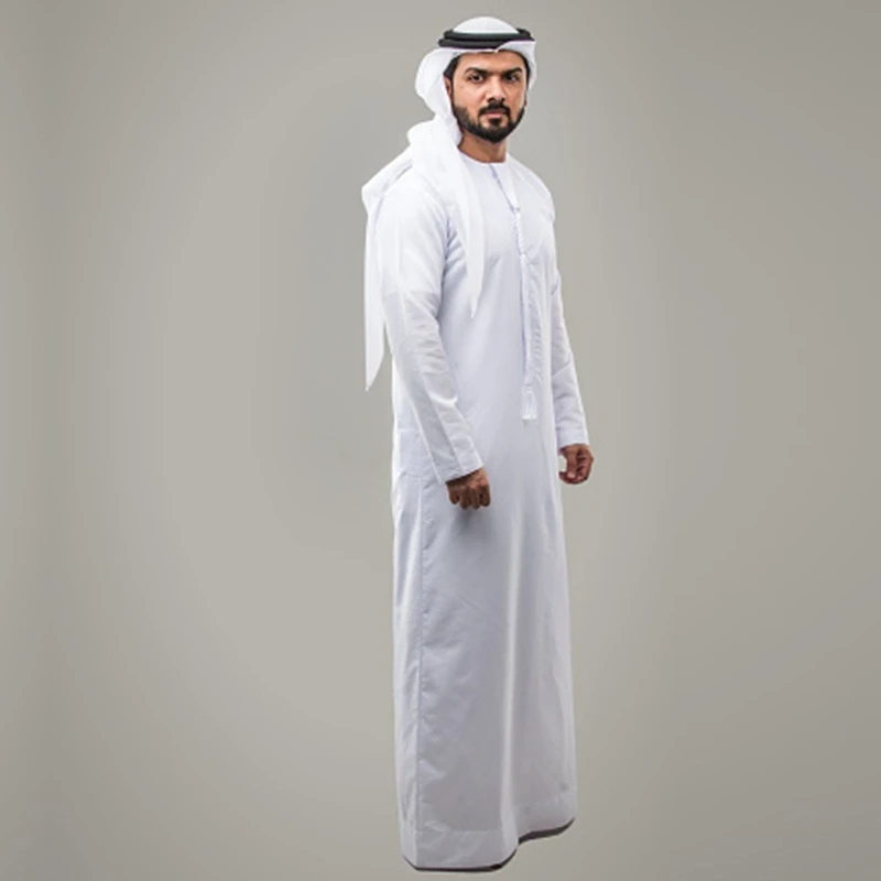 Muslim Robe Islamic Kaftan Saudi Arabia Solid Color O Neck Short Sleeve Fashion Jubba Thobe Dubai Middle East Robes