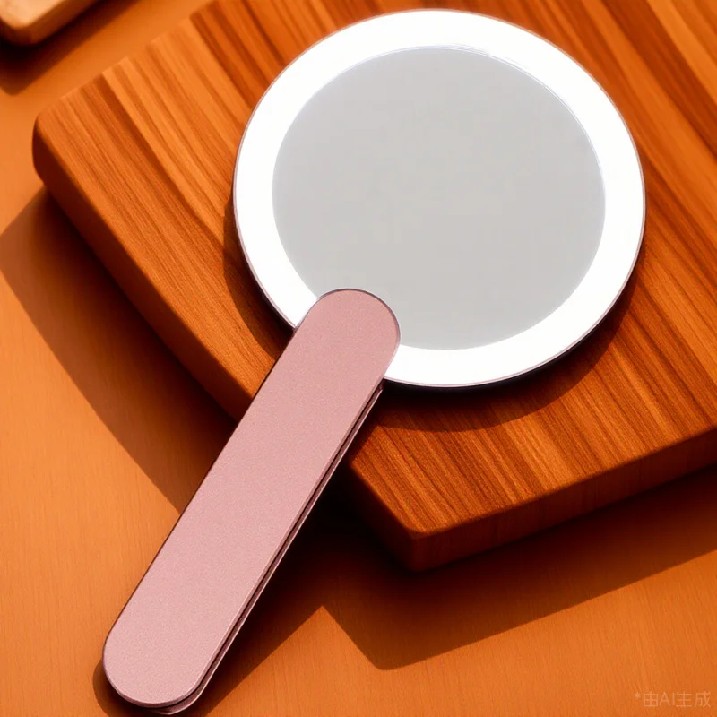 1Pcs Handheld Makeup Mirror Portable LED Mirror High Definition 360 Rotatable Exquisite Workmanship Perfect for Home