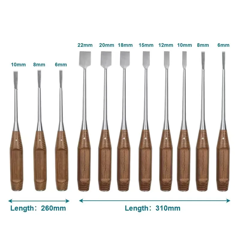 Bone Osteotomes Bone Knife with Wooden Handle Veterinary Orthopedic Instrument Stainleass Steel