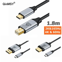 1.8M 6FT USB C to DisplayPort  Cable 4K DP Type C 3.1 Thunderbolt to Mini DP HDMI-Compatible For MacBook Pro Samsung S21 Huawei