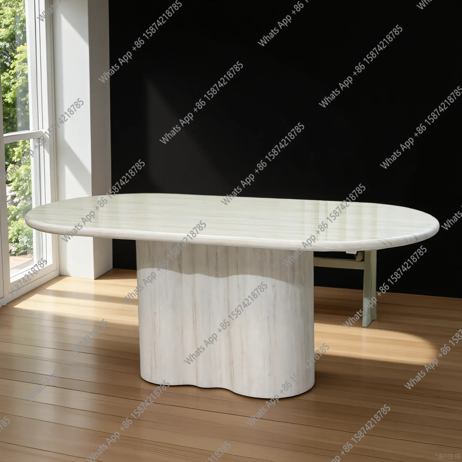 

D Французский светлый роскошный высококачественный мраморный обеденный стол, новый травертин, овальный бытовой стол для небольшой квартиры, модный