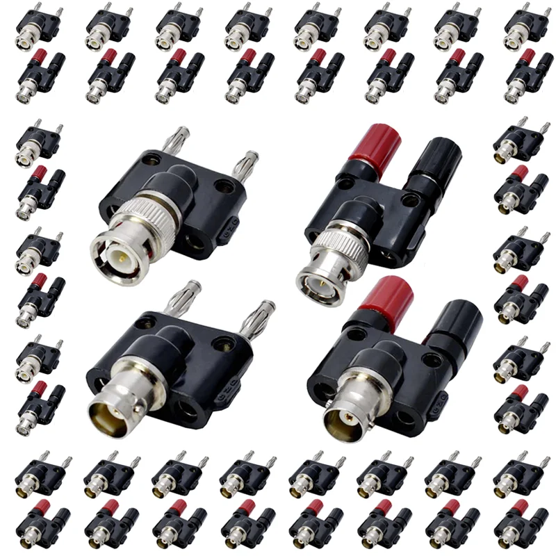 

5/10Pcs 4mm Q9 BNC Banana Turn Two Dual Banana Male Female Jack Coaxial Connector BNC 3Way Tee Type Splitter RF Adapterr