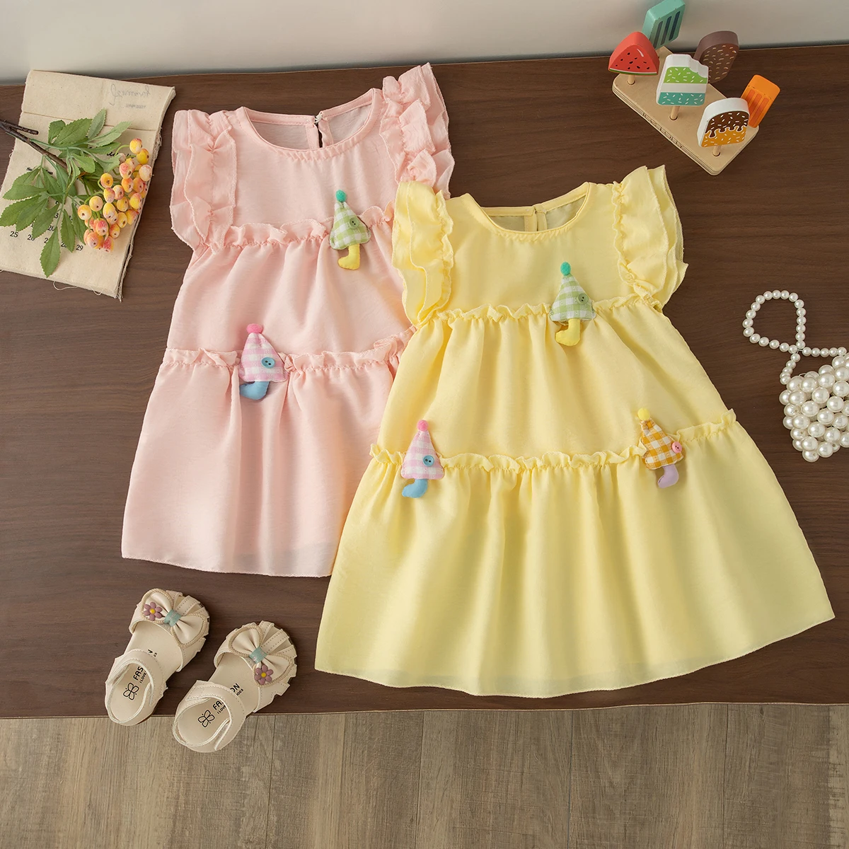 

Baby Girl Dress Summer Candy Solid Color Little Puff Sleeve Girl Dress Cute Beach Baby Dress Baby Girl Clothes