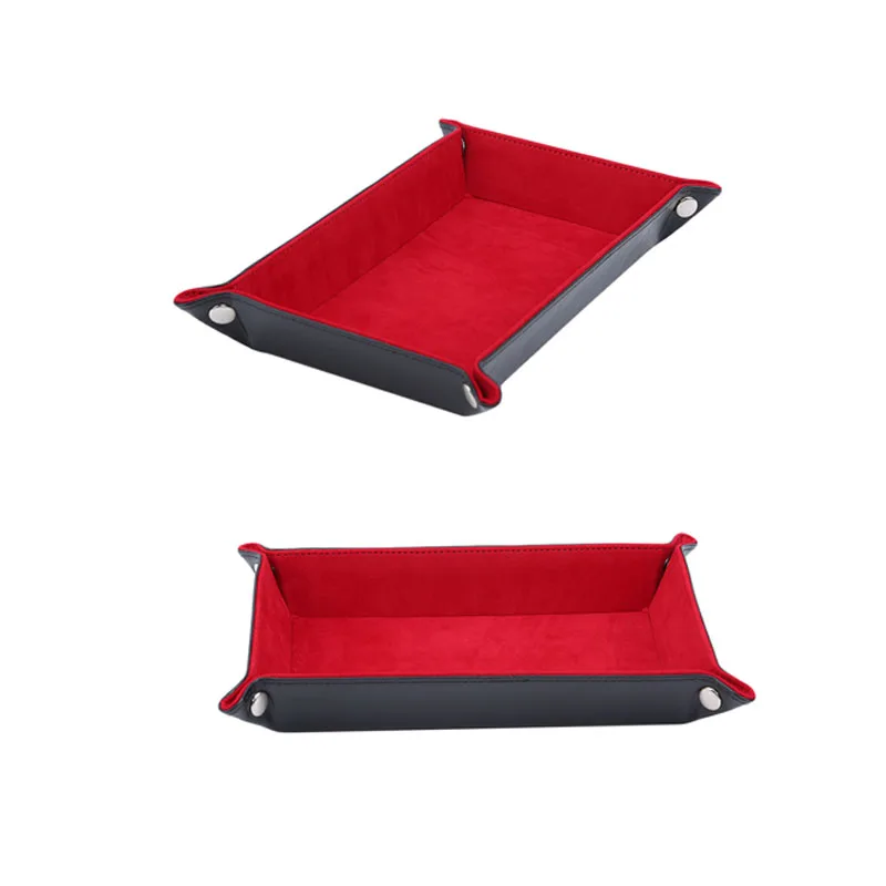 Earrings, Necklaces, Bracelets Jewelry Storage Tray Table Games Key Wallet Coin Trays Sundries Tray PU Leather Folding Dice Tray image 5
