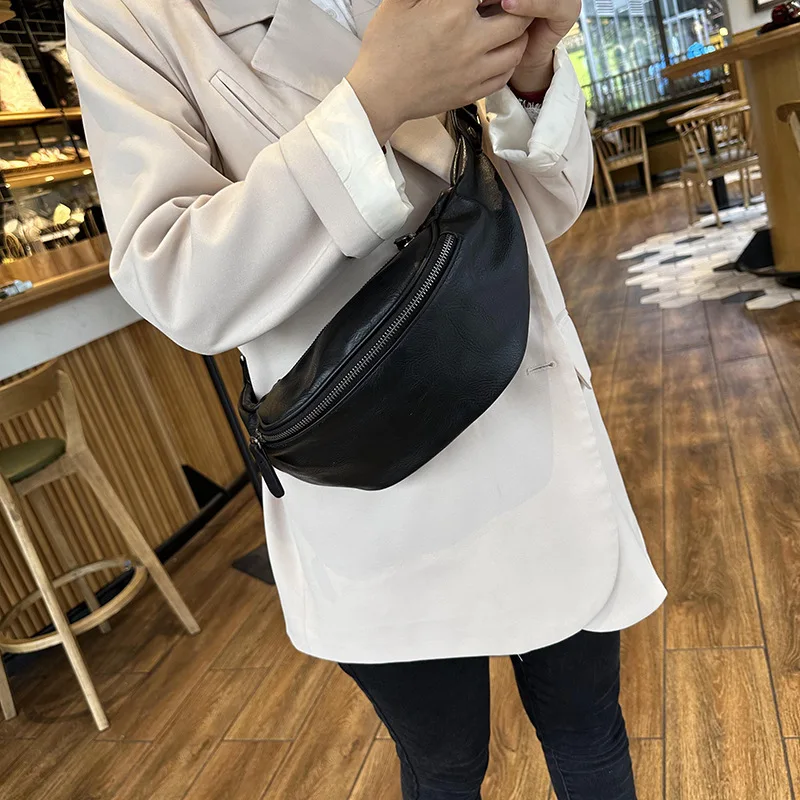 Naturalna skóra bydlęca torba na ramię damska rekreacyjna neutralna torba na klatkę piersiowa damska torebka w minimalistycznym stylu Street Trend Crossbody Hobo