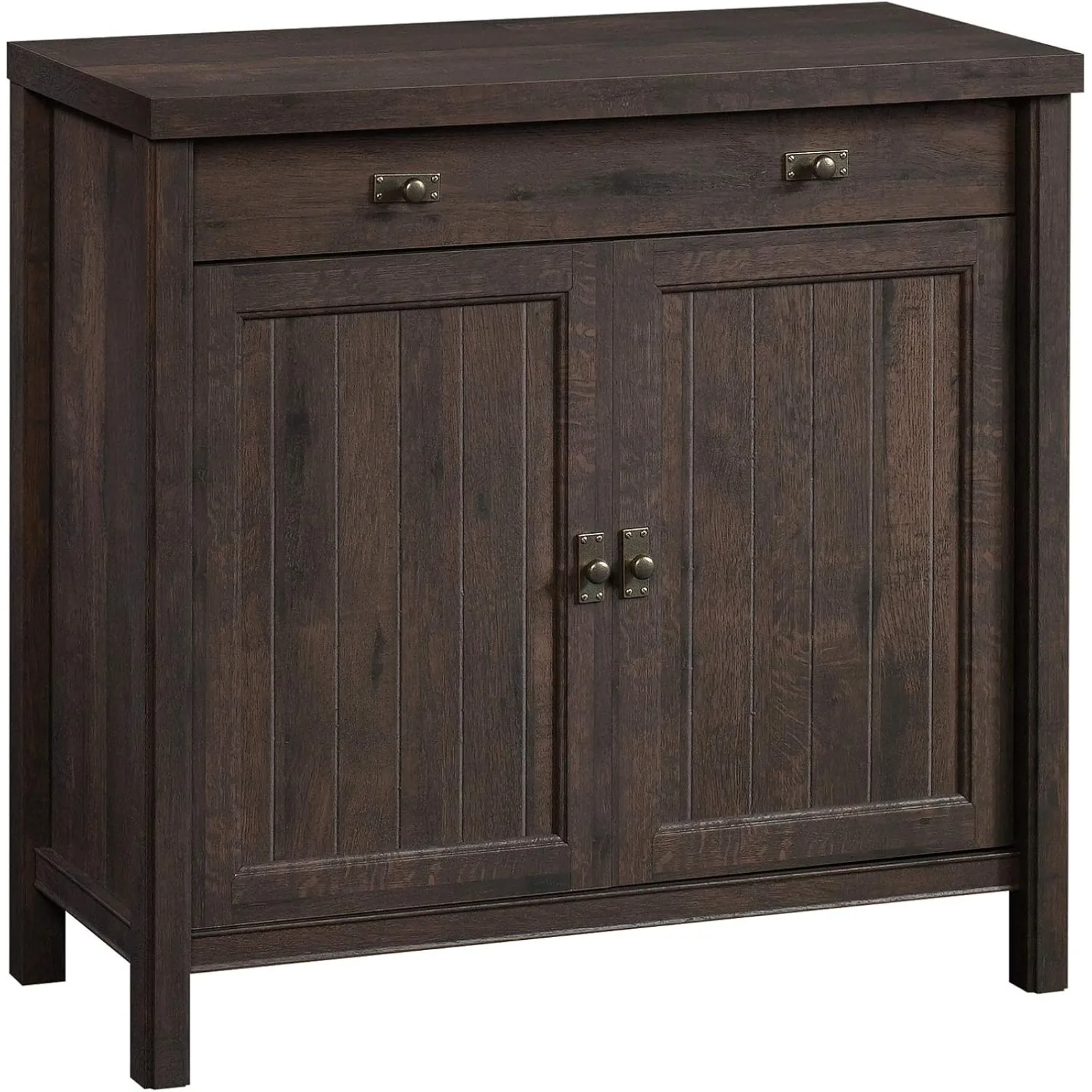 

US Costa Accent Storage Cabinet with Doors, Library Base for Hutch, in Coffee Oak