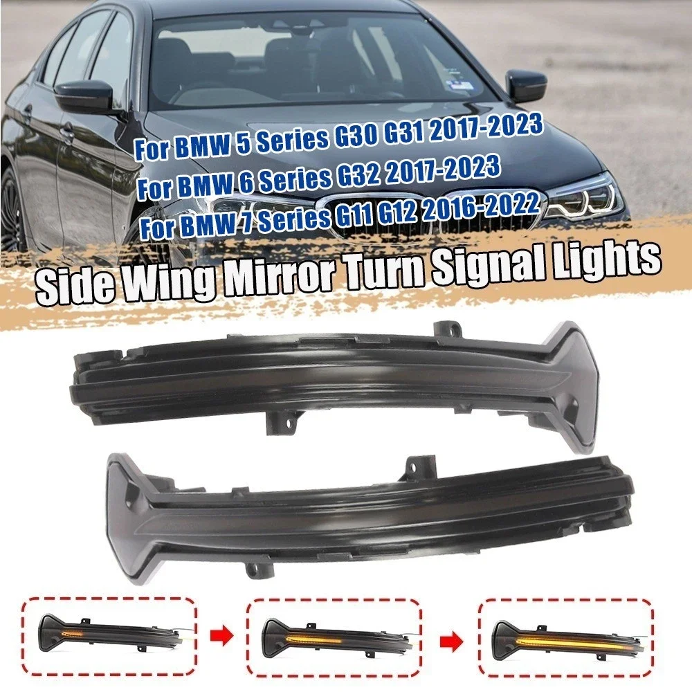 LHD Pair LED Wing Side Mirror Blinker Light Dynamic Side Mirror Turn Signal Light For BMW 5 Series G30 G31 G32 2017-2023