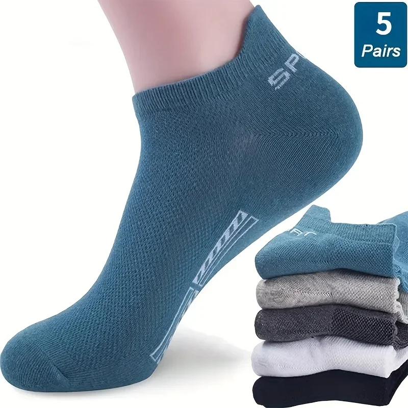 

5 Pairs Breathable Men Socks-Low-Cut Ankle Socks for Sports,Fitness,Stretchy, and Comfortable Women's Stockings and Hosiery