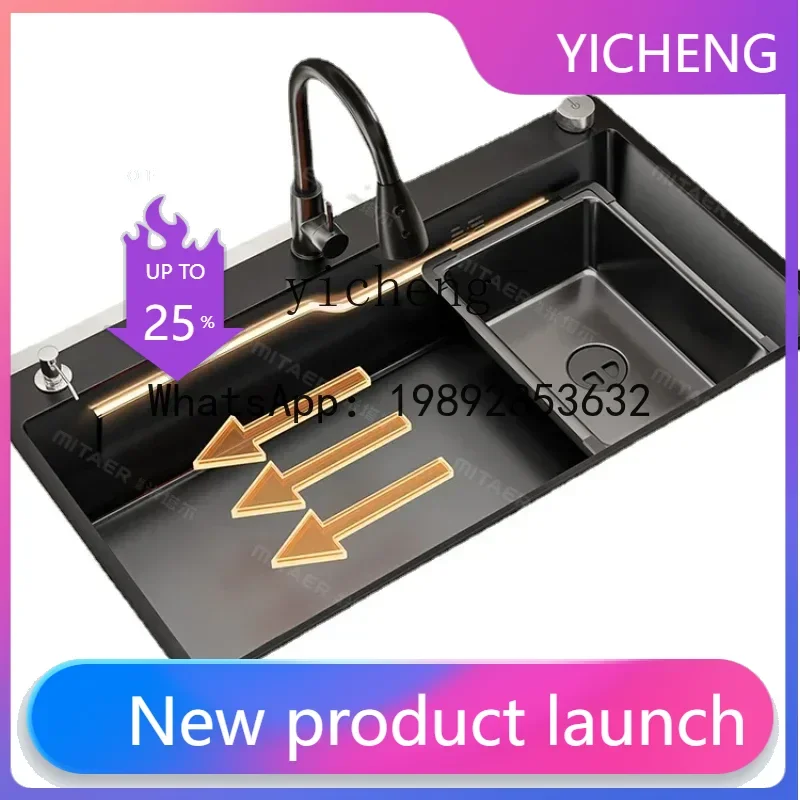 

LYY Stainless Steel Large Single Sink Household Side Row Vegetable Washing Sink Handmade Scullery