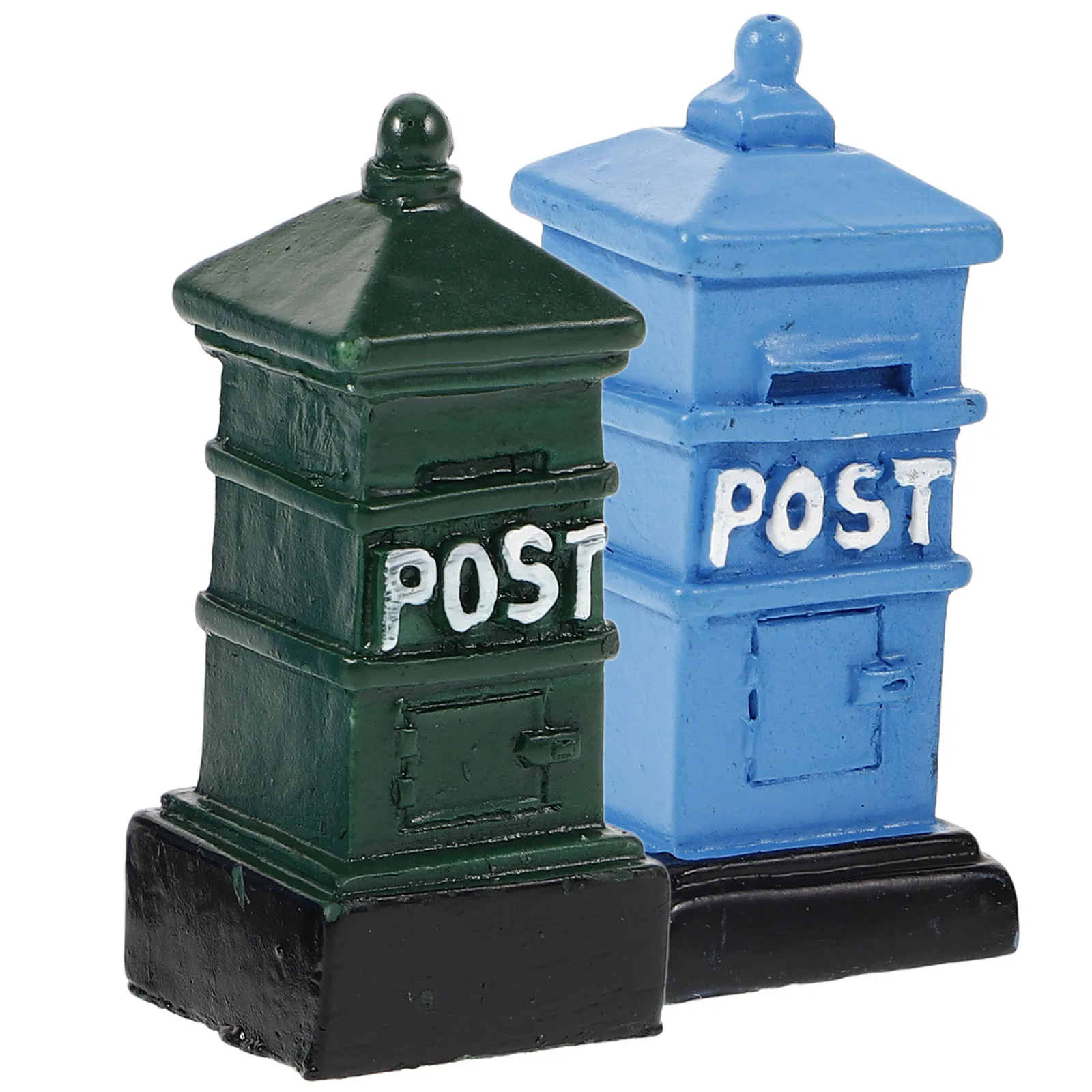 

2Pcs Mini Mailboxes Blue Green Resin Craft Lightweight House Accessories Toy Decor Micro Scene Miniatures