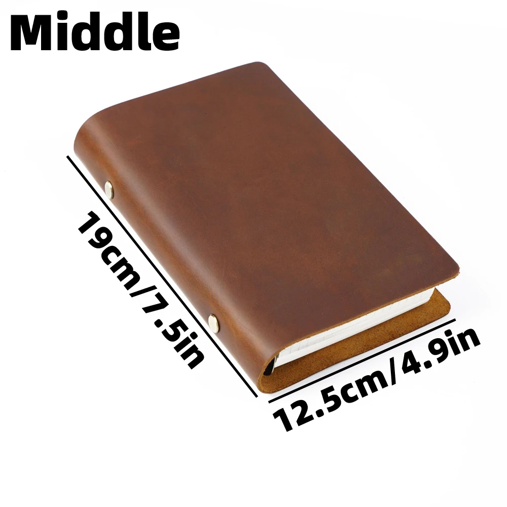 Retro Leather Cover Notebook Rings Binder 96 Papers Small Middle Big Size Note Book Journal Diary Sketchbook Planner Stationery