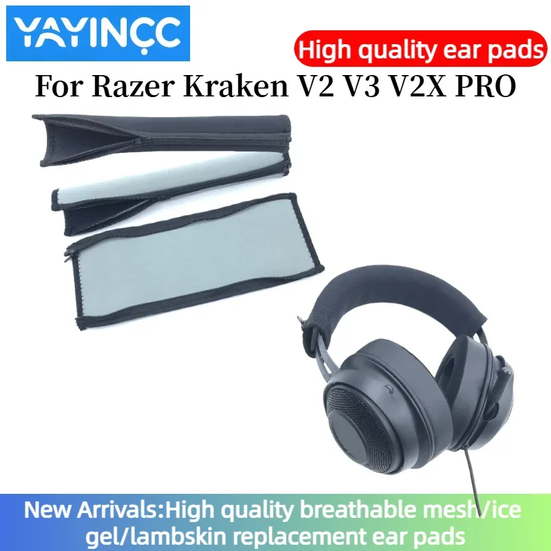 

YAYINCC Zipper micro elastic cloth headband protective cover for Razer Kraken V2 V3 V2X PRO Headphones Head band Headpad