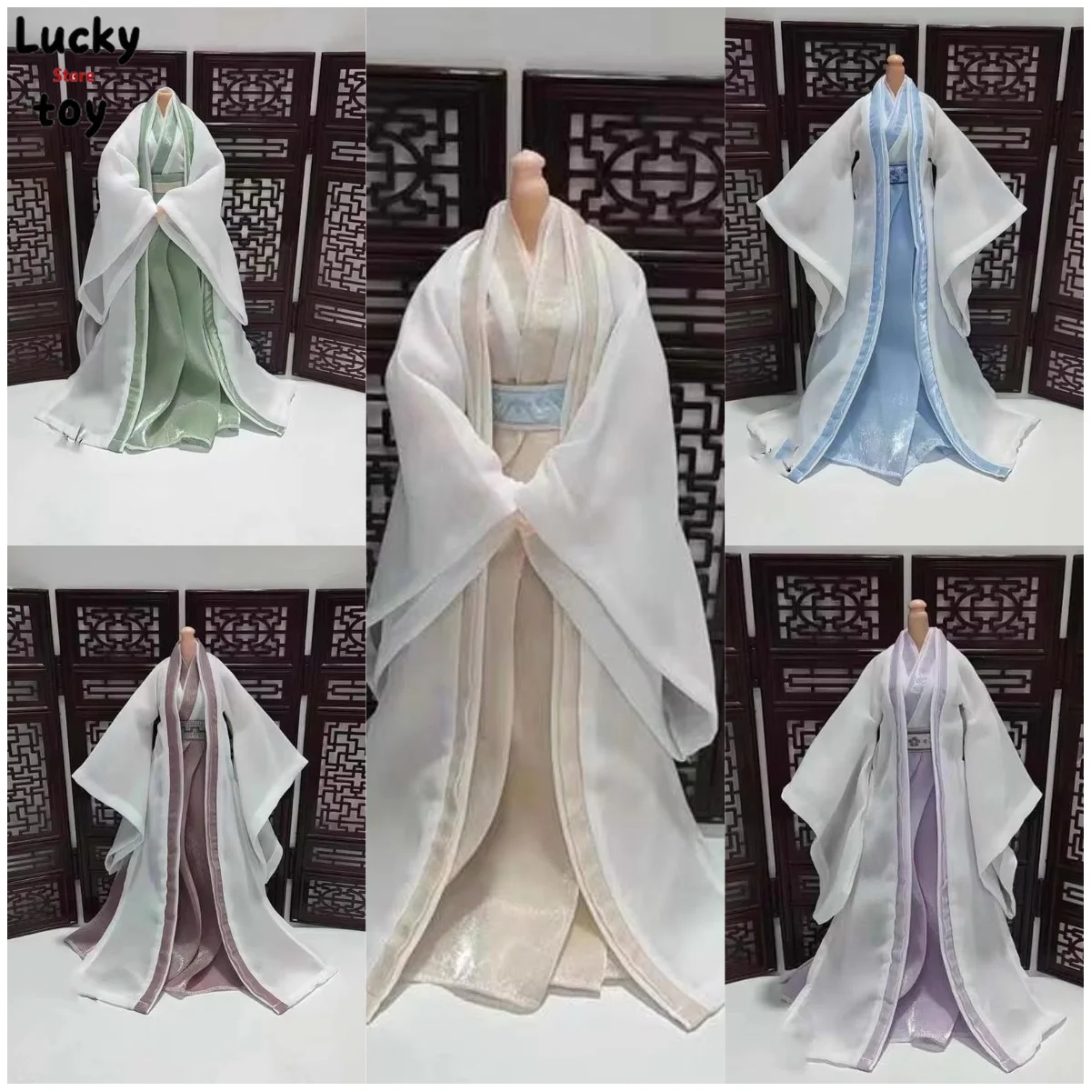 1/6 Scale Female Soldier Five Colors Cosplay Costume Hanfu Ancient Style Dress Clothes Model for 12in 30cm Action Figure Body