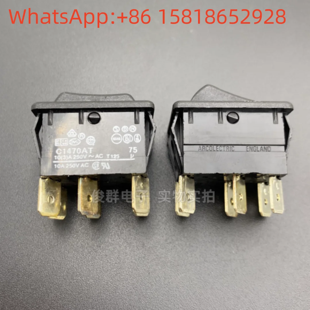 2pcs UK ARCOLECTRIC C1470AT power rocker boat-shaped switch 6-pin 3-position 10A button boat-shaped key