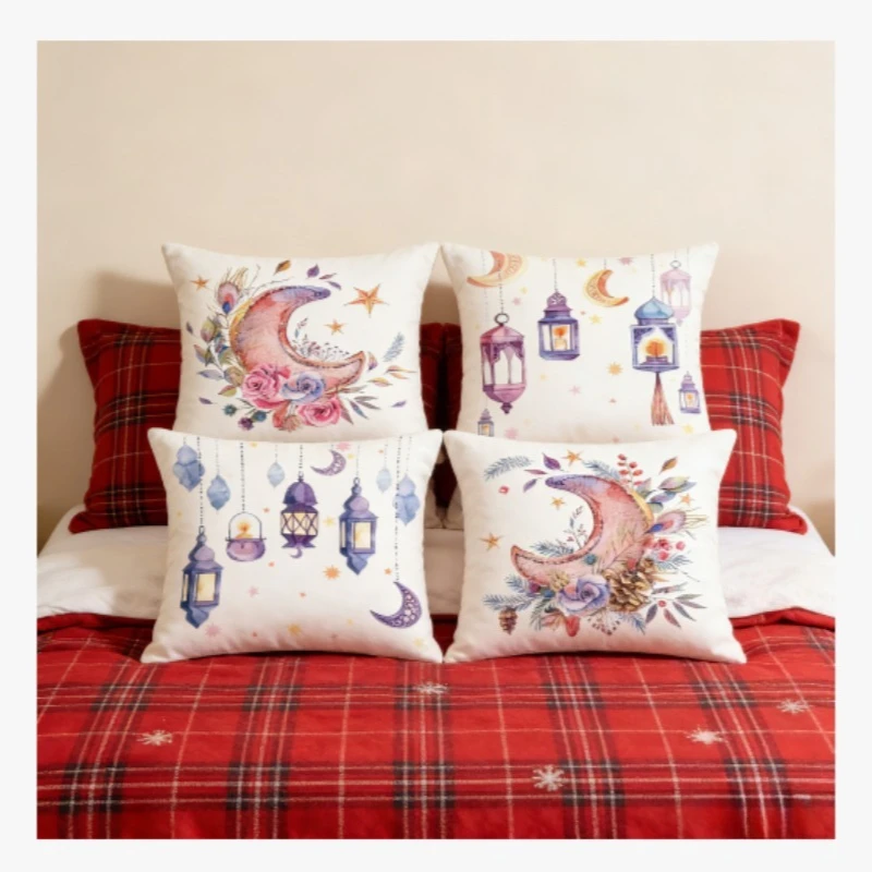 

Customizable Moon-Shaped Throw Pillow With Festive Print, Sofa Cushion For The Living Room，chair cushion，Sofa. Free Shipping.