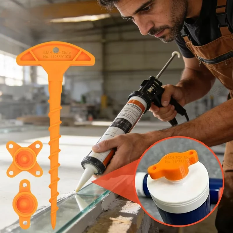 Sealant Nozzle Cleaner Cap, Universal Glue Nozzle Cleaner, Prevents Drying for Glass Caulk Tubes Standard Size DIY Tool