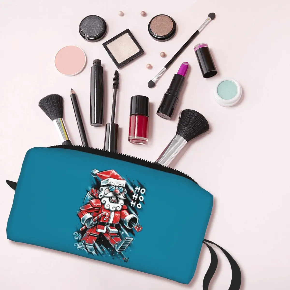 Robô Papai Noel Viagem Saco Cosmético para Mulheres, Presente de Feliz Natal, Higiene Pessoal Xmas, Organizador de Maquiagem, Ladies Beauty Storage, Dopp Kit