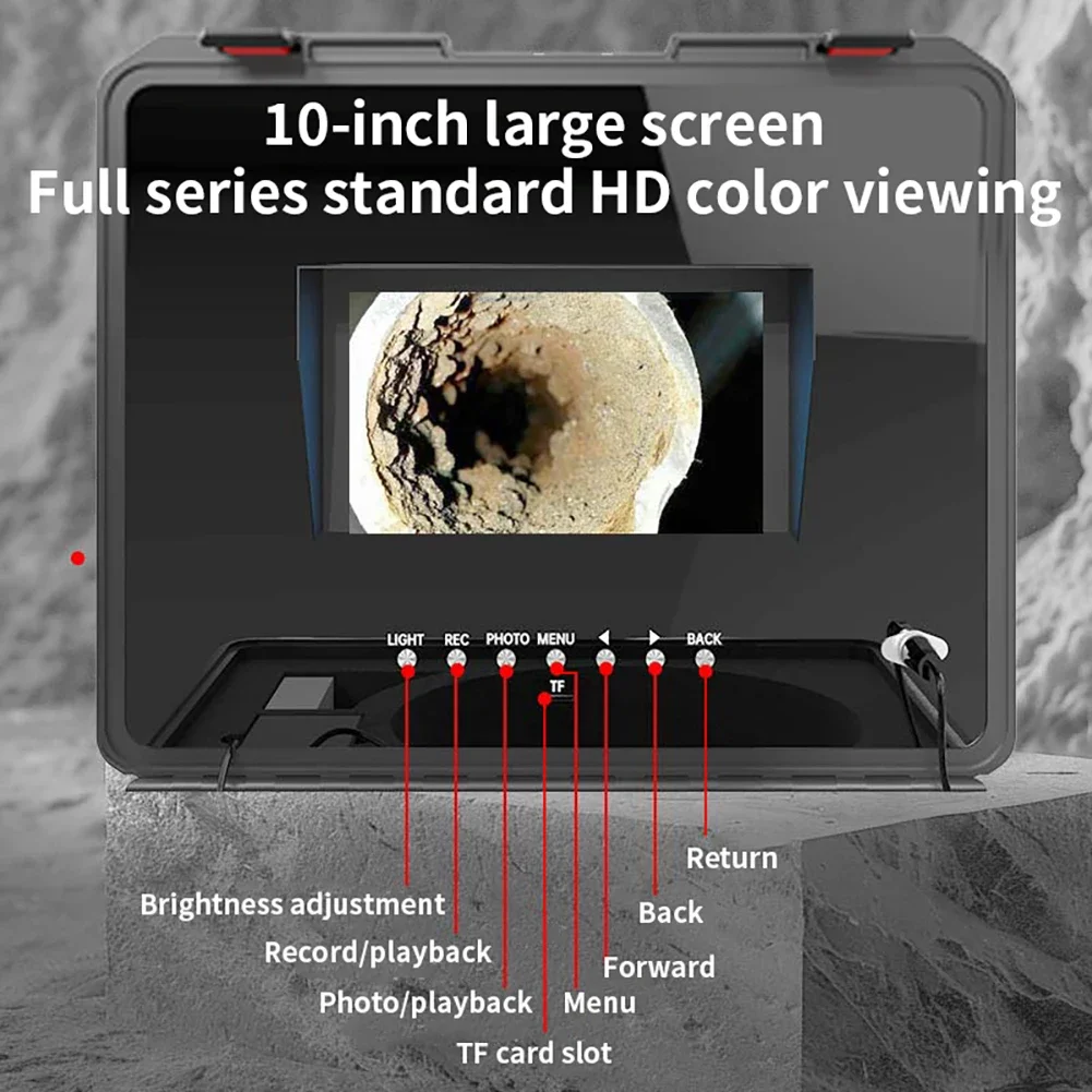 

23mm Lens HD Cameras Endoscope Pipe Inspection Camera,10 ''LCD Screen IP68 Waterproof LED Lighting Sewer Pipe Endoscope